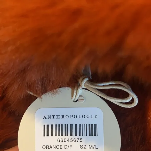 Anthropologie faux fur slippers plush slip on burnt orange M/L christmas gifts