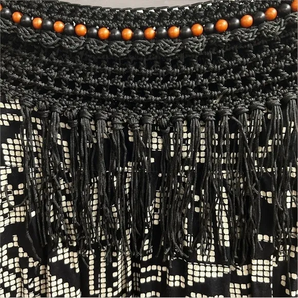 Anthropologie Floreat Abelia Tribal Print Fringe Embroidered Oversized Dress
