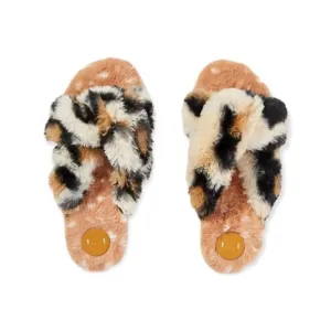 🆕Anthropologie Leopard Animal Print Faux Fur Slippers