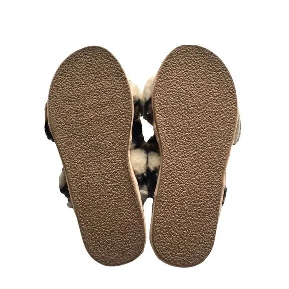 🆕Anthropologie Leopard Animal Print Faux Fur Slippers