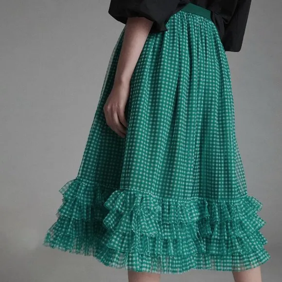 Anthropologie Maren Tulle Midi Skirt