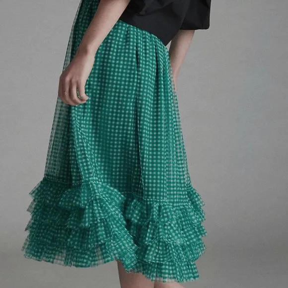 Anthropologie Maren Tulle Midi Skirt