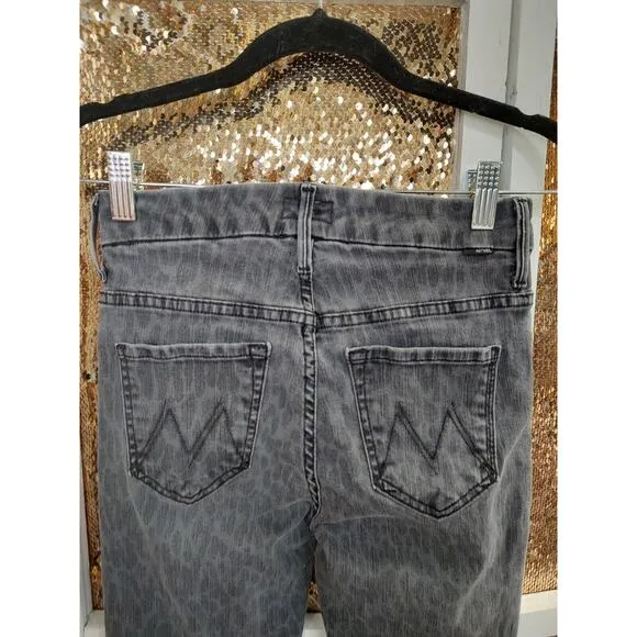 Anthropologie Mother Looker Jeans by Mother, leopard print, Made in USA Size 25