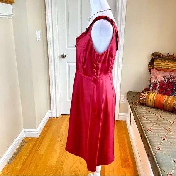 Anthropologie Moulinette Soeurs Silk Dress in Rusty Red Cocktail Minimalist (8)