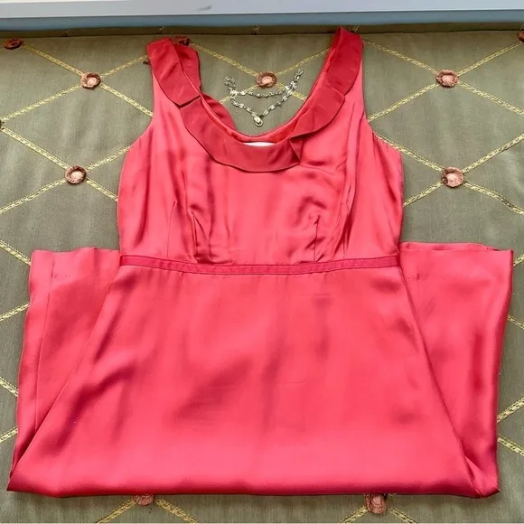 Anthropologie Moulinette Soeurs Silk Dress in Rusty Red Cocktail Minimalist (8)