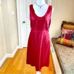 Anthropologie Moulinette Soeurs Silk Dress in Rusty Red Cocktail Minimalist (8)