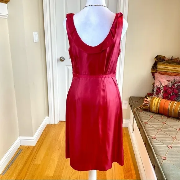 Anthropologie Moulinette Soeurs Silk Dress in Rusty Red Cocktail Minimalist (8)