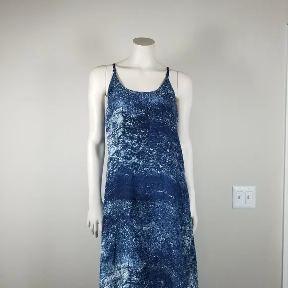 Anthropologie Partimi Cobalt Galaxy Splash Print Silk Maxi Luxury Dress Size 14
