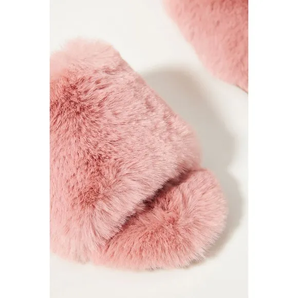 Anthropologie Plush Faux Fur Slippers