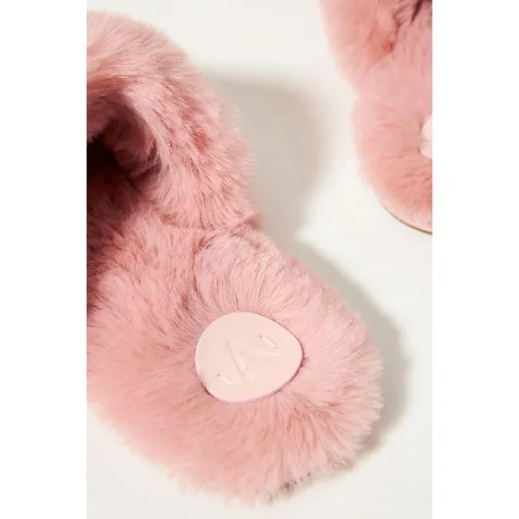 Anthropologie Plush Faux Fur Slippers