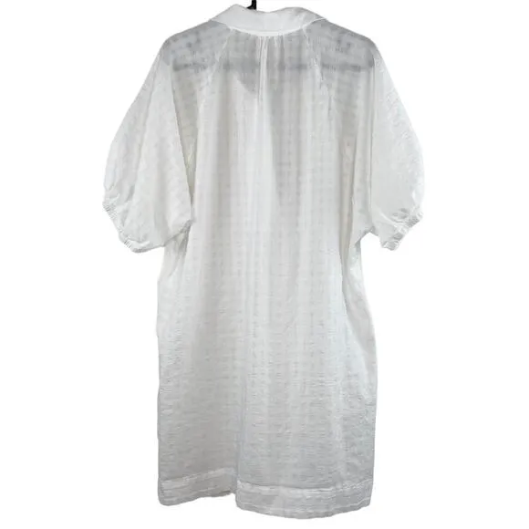 Anthropologie White Gauzy Minimalist Lagenlook Cotton Tiered Sleeve Dress Large