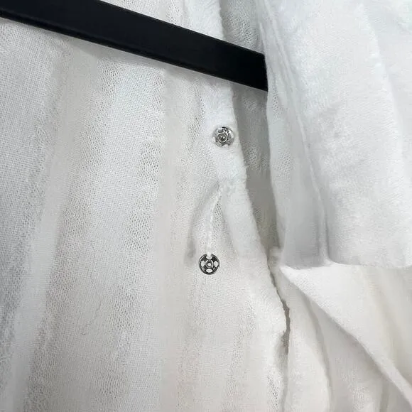 Anthropologie White Gauzy Minimalist Lagenlook Cotton Tiered Sleeve Dress Large