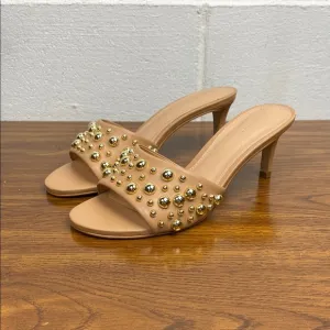 Anthropologie Women’s Bubble Stud Mule Heel in Travertine EU 37 Gold Studs