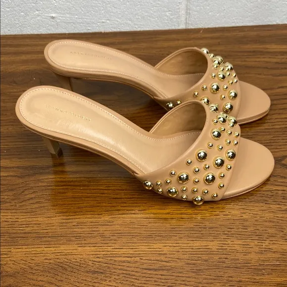 Anthropologie Women’s Bubble Stud Mule Heel in Travertine EU 37 Gold Studs