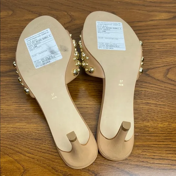 Anthropologie Women’s Bubble Stud Mule Heel in Travertine EU 37 Gold Studs
