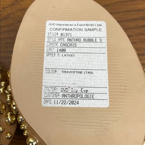 Anthropologie Women’s Bubble Stud Mule Heel in Travertine EU 37 Gold Studs