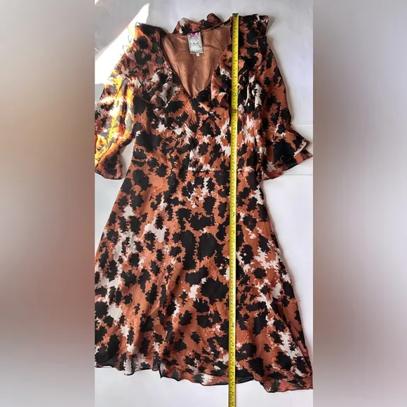 Anthropologie Yoana Baraschi Silk Dress Ruffle Large Midi Elegant Floral