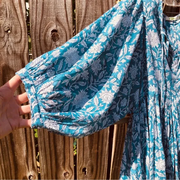 Anthropologie,Dolma Dress in Blue Floral,Luxury Cotton,Gorgeous,Size M