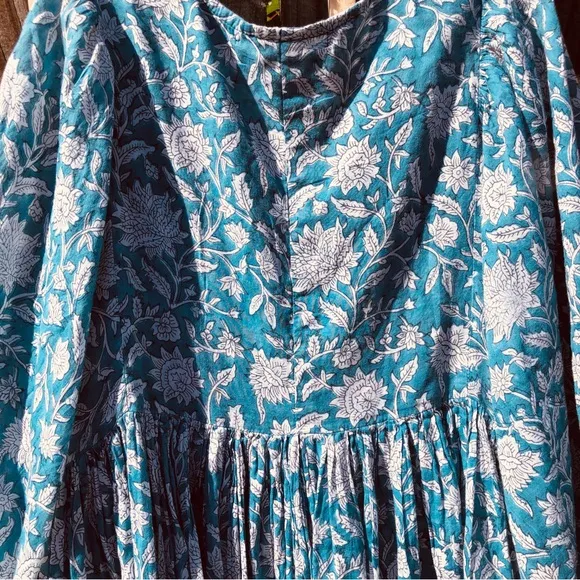 Anthropologie,Dolma Dress in Blue Floral,Luxury Cotton,Gorgeous,Size M
