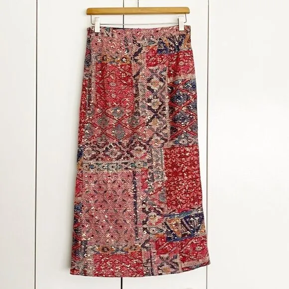 Anthropologie Nikita Mhaisalkar Sequined Abstract Skirt Size S