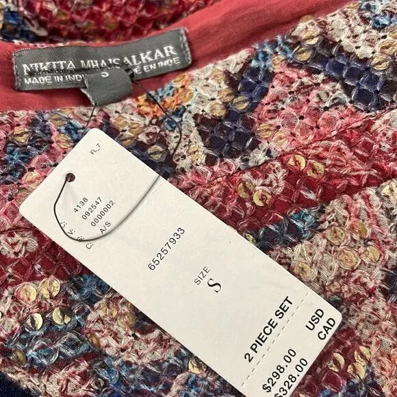 Anthropologie Nikita Mhaisalkar Sequined Abstract Skirt Size S