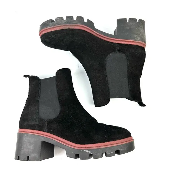 Antonio De Faria Chelsea Ankle Boots 9 Suede Platform Lug Sole Bootie Womens