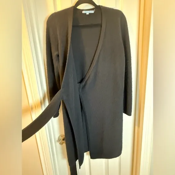 Antonio Melani Black 💯% Cashmere Wrap Sweater Dress Iwant Luxury Fashion Wrap