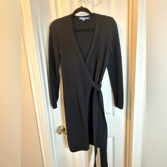 Antonio Melani Black 💯% Cashmere Wrap Sweater Dress Iwant Luxury Fashion Wrap