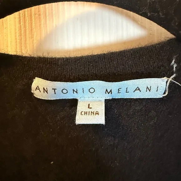 Antonio Melani Black 💯% Cashmere Wrap Sweater Dress Iwant Luxury Fashion Wrap