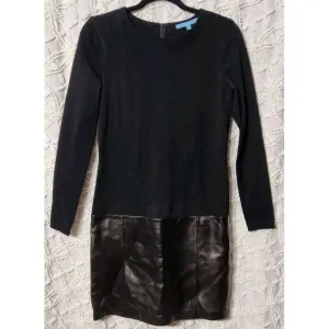 Antonio‎ Melani Dress Womens 2 Black Leather Ponte Minimalist Office