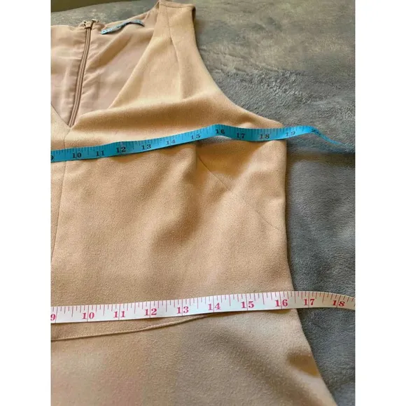 Antonio Melani Nude Minimalist Sleeveless V Neck A Line Midi Dress Womens