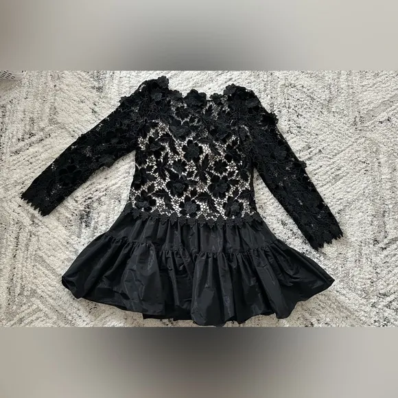 Antonio Melani x Born on Fifth Gemma Lace TaffetaMock Neck Long Sleeve Dress 12