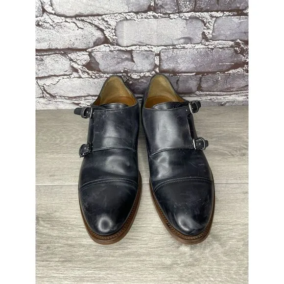 Antonio Maurizi Black Leather Double MonkStrap Cap Toe Dress Shoes Men Sz 41EU/8