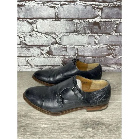 Antonio Maurizi Black Leather Double MonkStrap Cap Toe Dress Shoes Men Sz 41EU/8