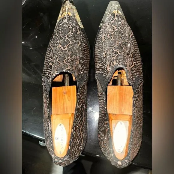 Aomi Italian Snakeskin Shoes Loafers Dress Shoes
