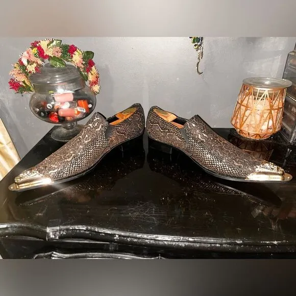 Aomi Italian Snakeskin Shoes Loafers Dress Shoes