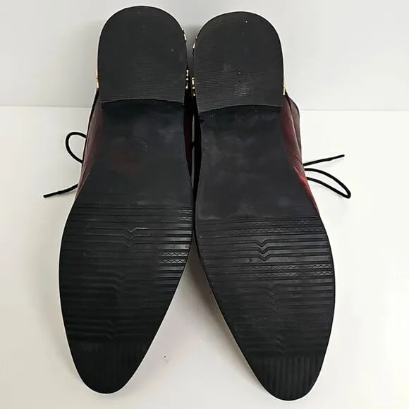 Aomi Shoes Lace Up Red Studded Leather Men's Ankle Boots Punk Rock Western Sz 10