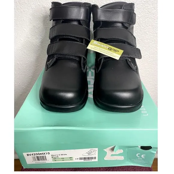 Apex Work Boots Mens 10 X-Wide Black Biomechanical Triple-Strap Orthopedic