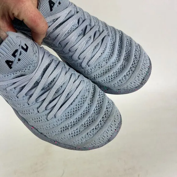 APL Techloom Wave Sneakers Women's 8 Blue Primeknit Lace Up Running Shoes 1220XC