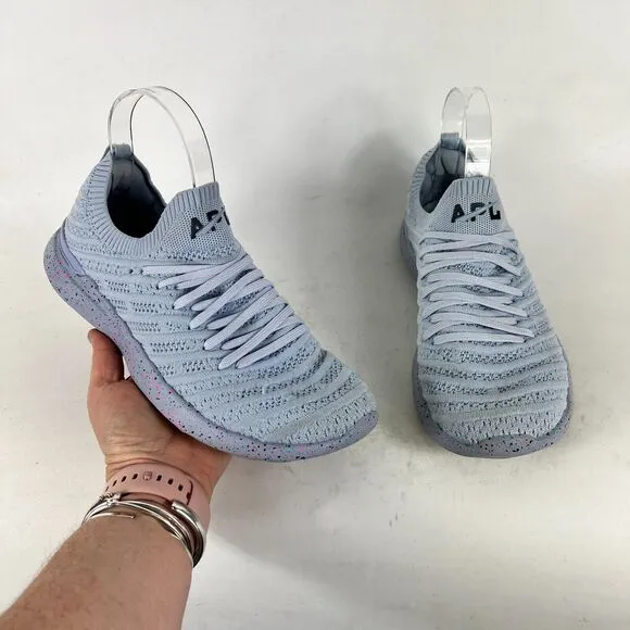 APL Techloom Wave Sneakers Women's 8 Blue Primeknit Lace Up Running Shoes 1220XC