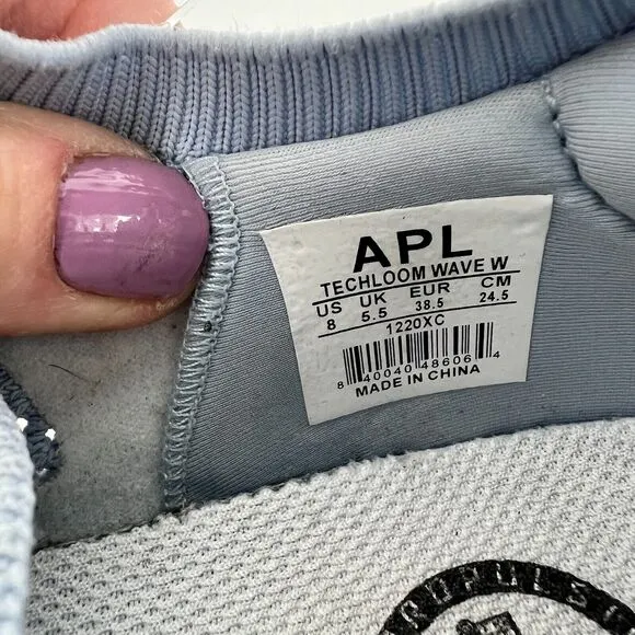 APL Techloom Wave Sneakers Women's 8 Blue Primeknit Lace Up Running Shoes 1220XC