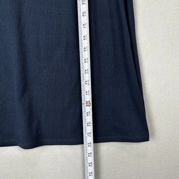 Aqua Womens Dress Small Blue Midi Ribbed Mock Sweater Tie Knot Work Minimalist