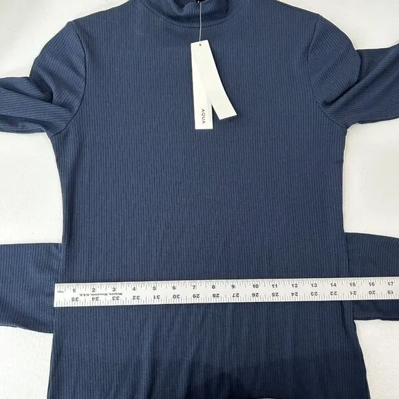 Aqua Womens Dress Small Blue Midi Ribbed Mock Sweater Tie Knot Work Minimalist