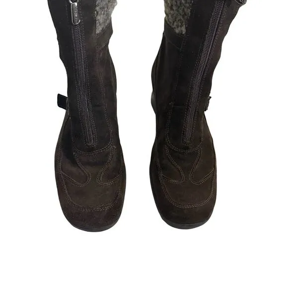 Aquatalia Brown Suede Leather Shearling Ankle Boots Sz 10