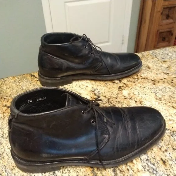 Aquatalia Carlos Chukka Ankle Boots Made in Italy Black Leather Men's 7.5