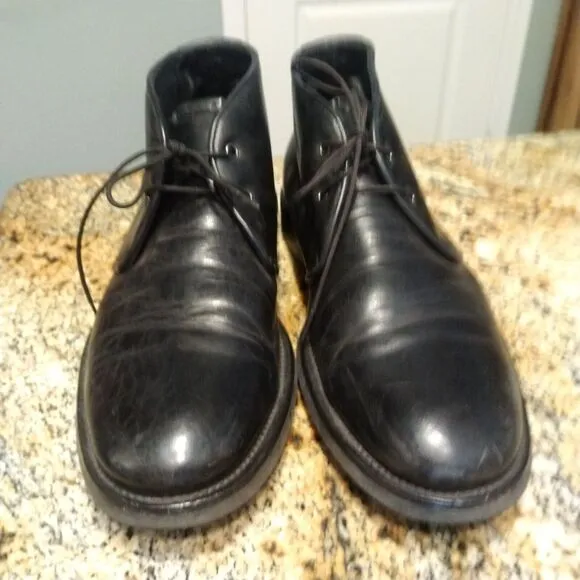 Aquatalia Carlos Chukka Ankle Boots Made in Italy Black Leather Men's 7.5