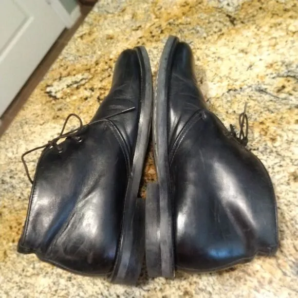 Aquatalia Carlos Chukka Ankle Boots Made in Italy Black Leather Men's 7.5