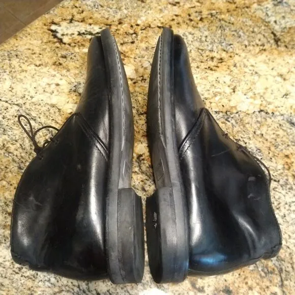 Aquatalia Carlos Chukka Ankle Boots Made in Italy Black Leather Men's 7.5
