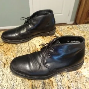 Aquatalia Carlos Chukka Ankle Boots Made in Italy Black Leather Men's 7.5
