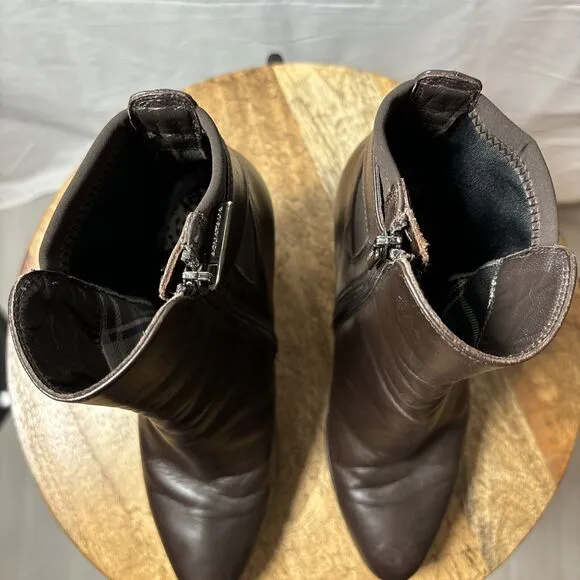 Aquatalia Womens Brown SZ 8 Vera Gomma Italian Lleather Ankle Booties Cushioned